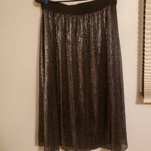 Elegant Medium Lularoe Lola Skirt Silver Black